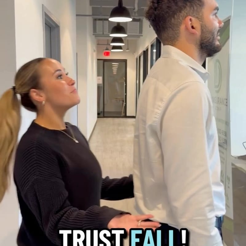 Veronica Lopez-Calleja and her legal team in a playful office video about trust.